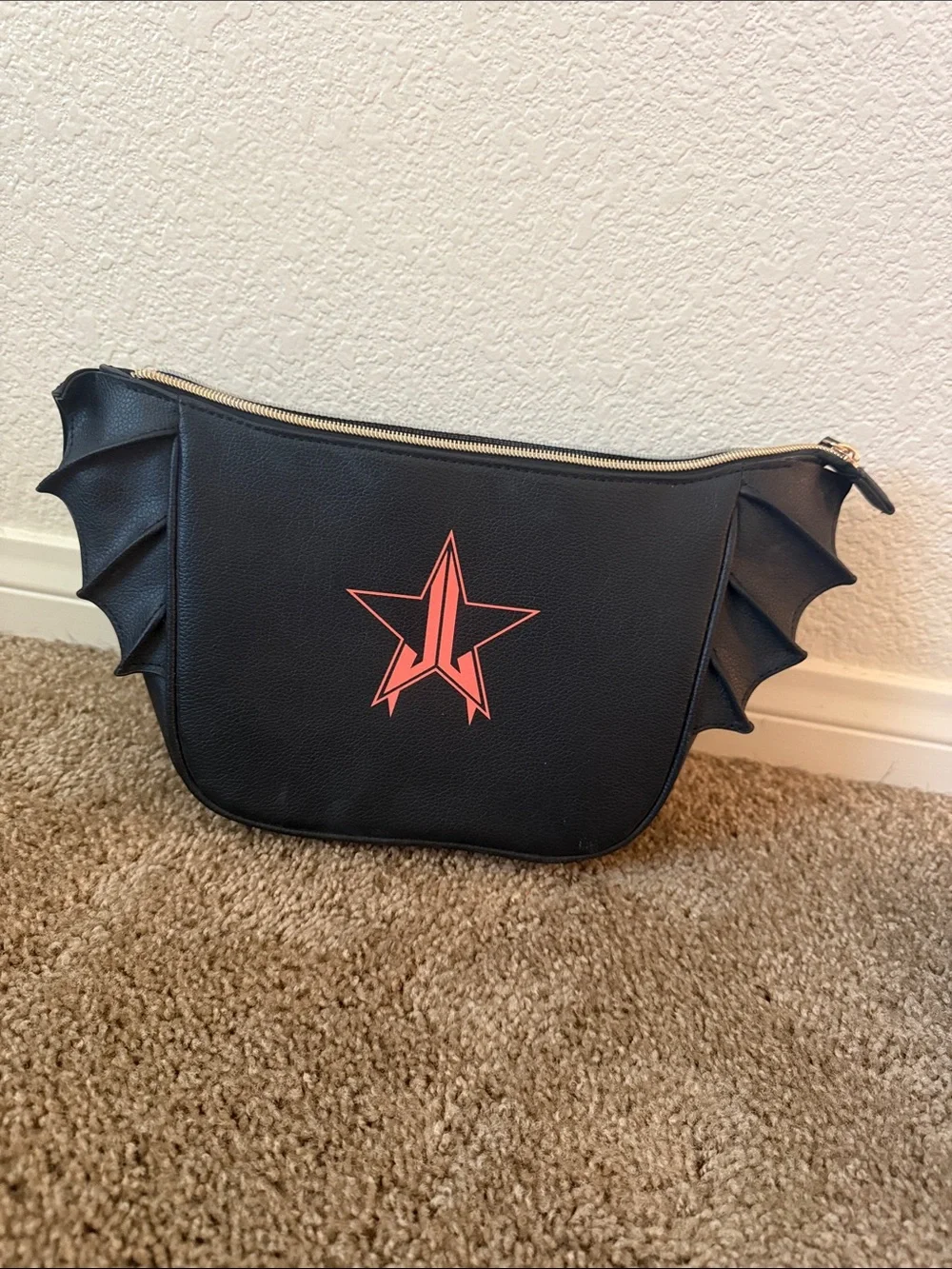 Jeffrey star special edition Halloween black bat wing makeup bag